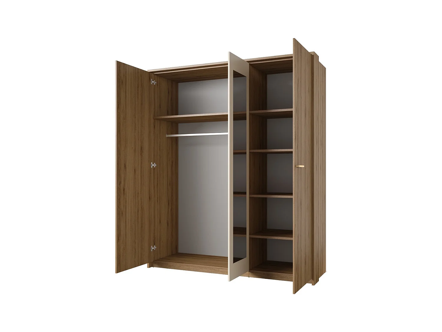 Chambre complète VERTIGO – Lit 160x200 avec sommier, 2 chevets, armoire 3 portes, commode + contour design