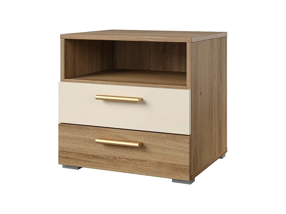 Quarto completo VERTIGO – Cama 180x200 com estrado, 2 mesinhas de cabeceira, armário de 3 portas, cômoda + moldura design