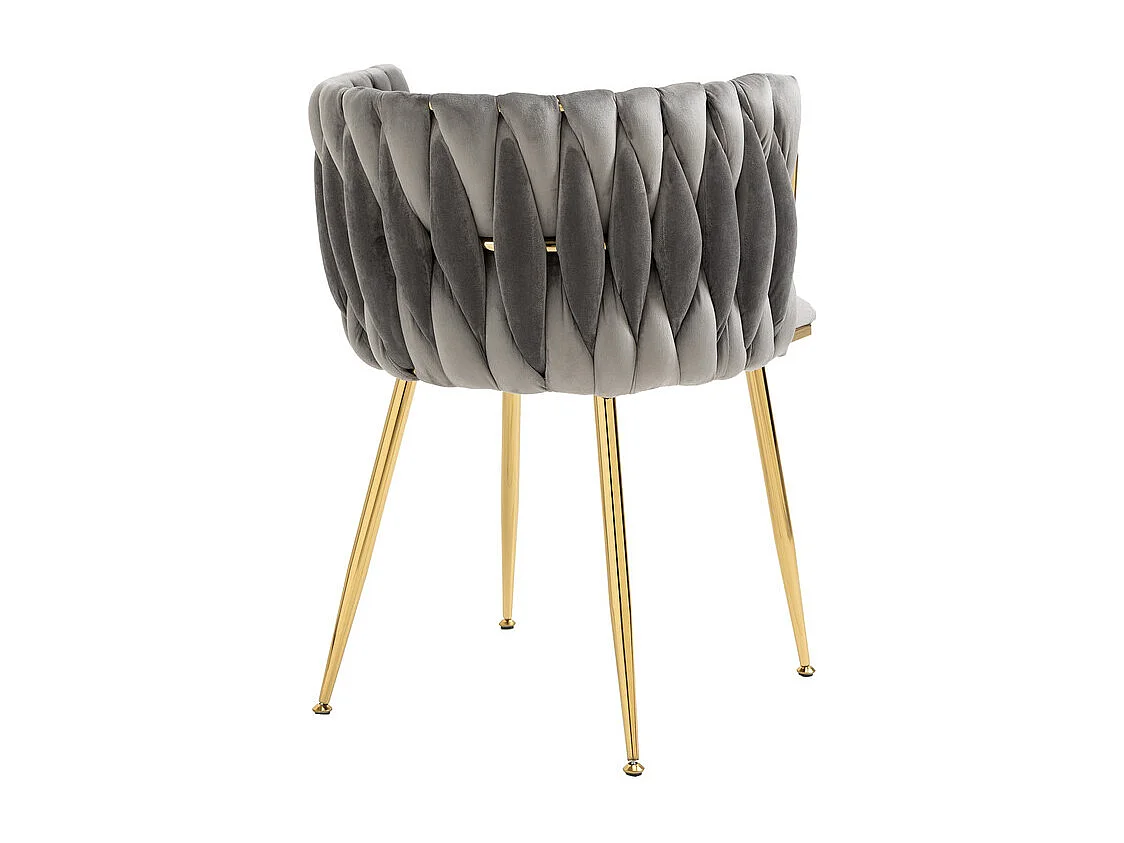 Juego de 2 Silla en terciopelo gris - patas de metal con patines antideslizantes - 54x52x72cm