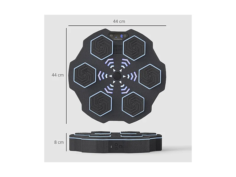 Music Boxing Machine - avec LED et Bluetooth - 3 Modes de 9 Vitesse - 44 x 44 x 8 cm