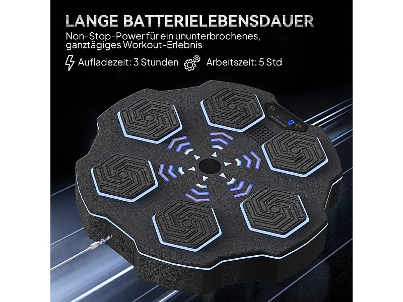 Music Boxing Machine - mit LED und Bluetooth - 3 Modi und 9 Geschwindigkeiten - 44 x 44 x 8 cm