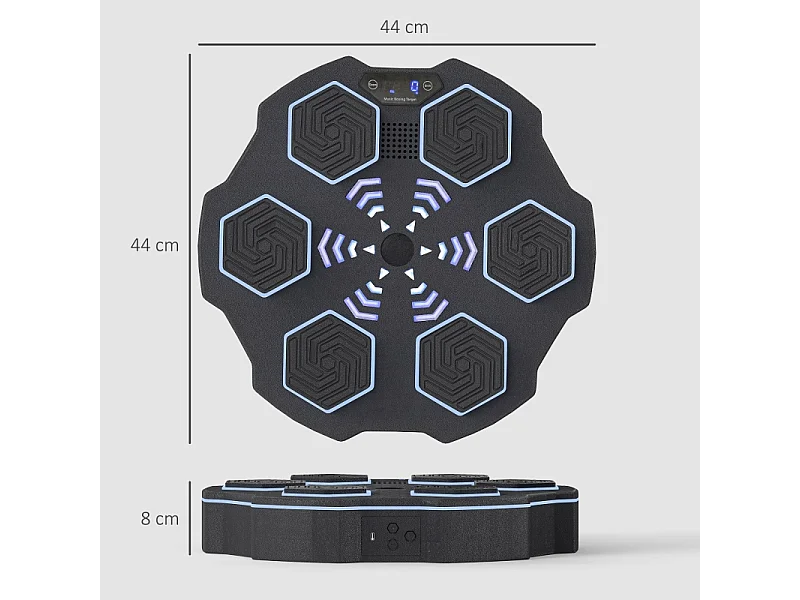Music Boxing Machine - avec LED et Bluetooth - 3 Modes de 9 Vitesse - 44 x 44 x 8 cm