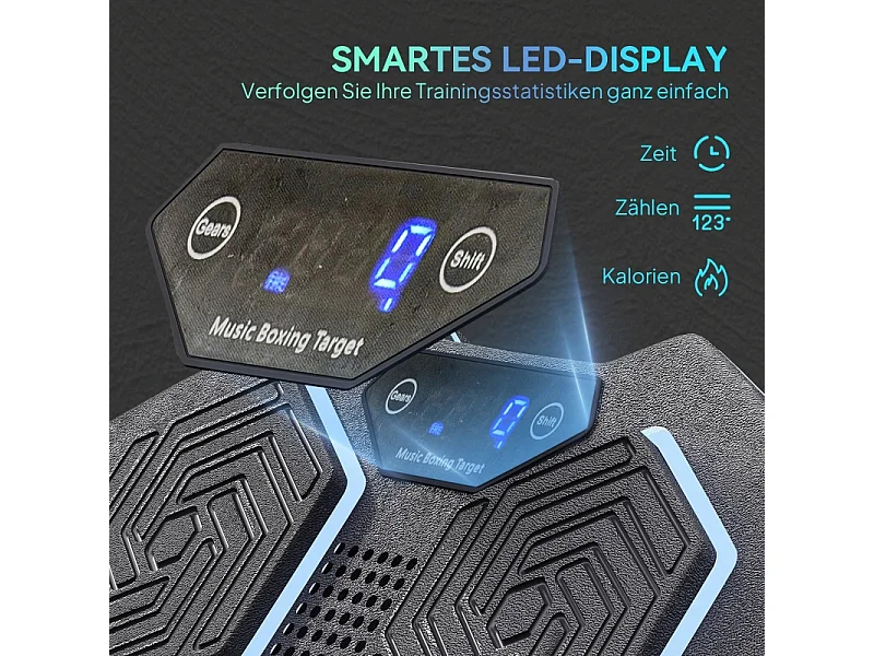 Music Boxing Machine - avec LED et Bluetooth - 3 Modes de 9 Vitesse - 44 x 44 x 8 cm