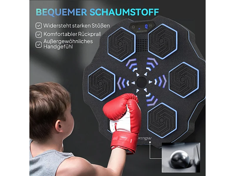 Music Boxing Machine - avec LED et Bluetooth - 3 Modes de 9 Vitesse - 44 x 44 x 8 cm