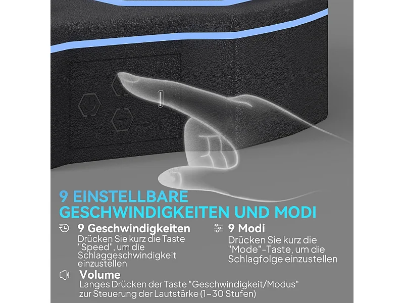 Music Boxing Machine - avec LED et Bluetooth - 3 Modes de 9 Vitesse - 44 x 44 x 8 cm