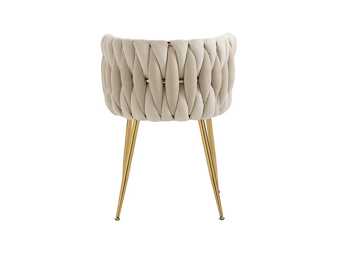 Lot de 2 Chaise en velours beige - pieds en métal avec patins anti-dérapants - 54x52x72cm