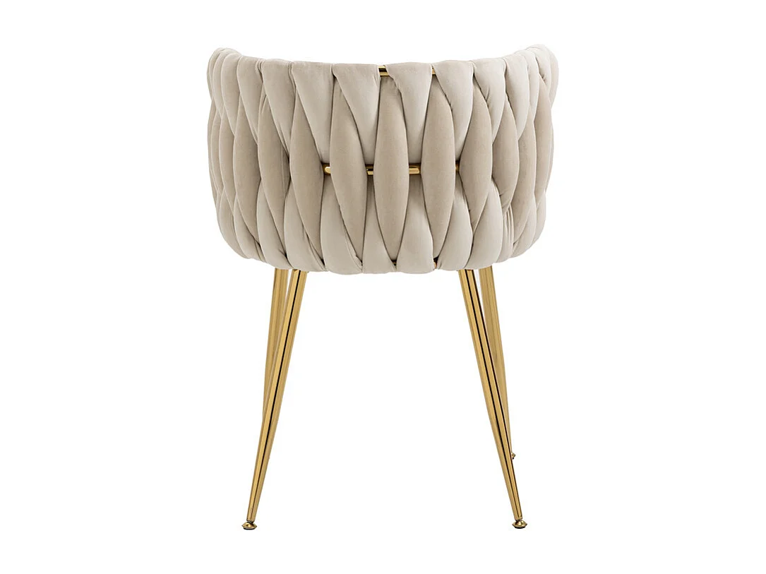 Lot de 2 Chaise en velours beige - pieds en métal avec patins anti-dérapants - 54x52x72cm