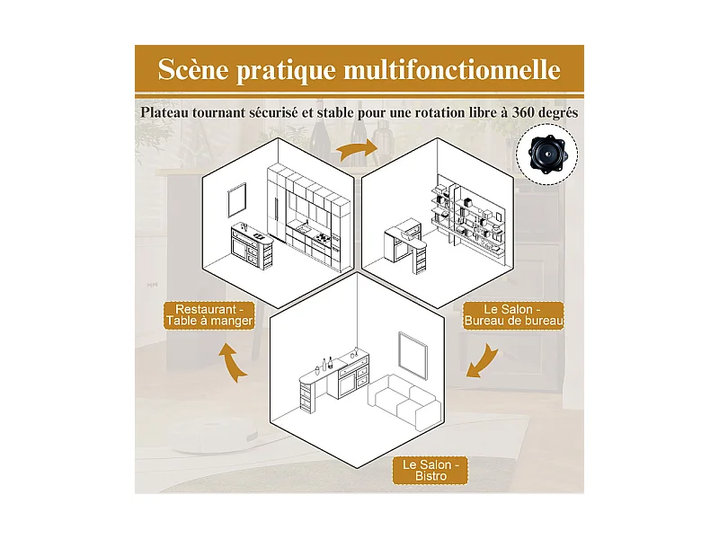 Draaibaar uitbreidbaar Bar Tafel - met 2 deuren, 2 lades und 3 nissen - MDF - 138/204×39×105cm - Wit
