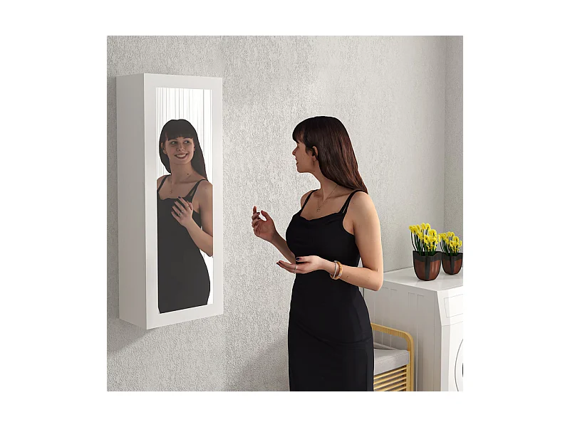 Wandkast badkamer - met Spiegel en Strijkplank - 180° draaibaar - 35,5x21x95,5cm