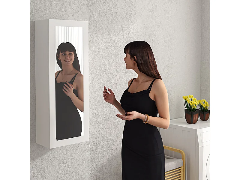 Armoire murale de salle de bain - avec Miroir et Table à Repasser - 180° pivotante - 35,5x21x95,5cm