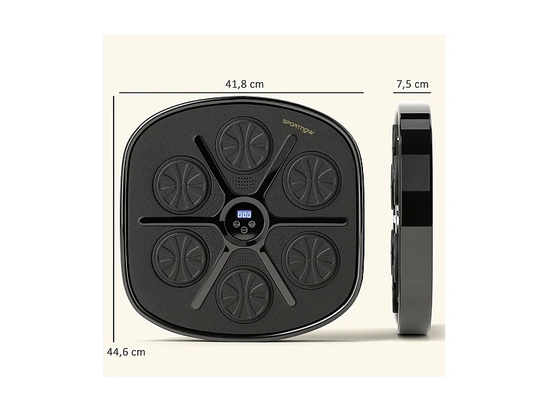 Music Boxing Machine - avec LED et Bluetooth - 9 Modes de 9 Vitesse - 41,8 x 44,6 x 7,5 cm