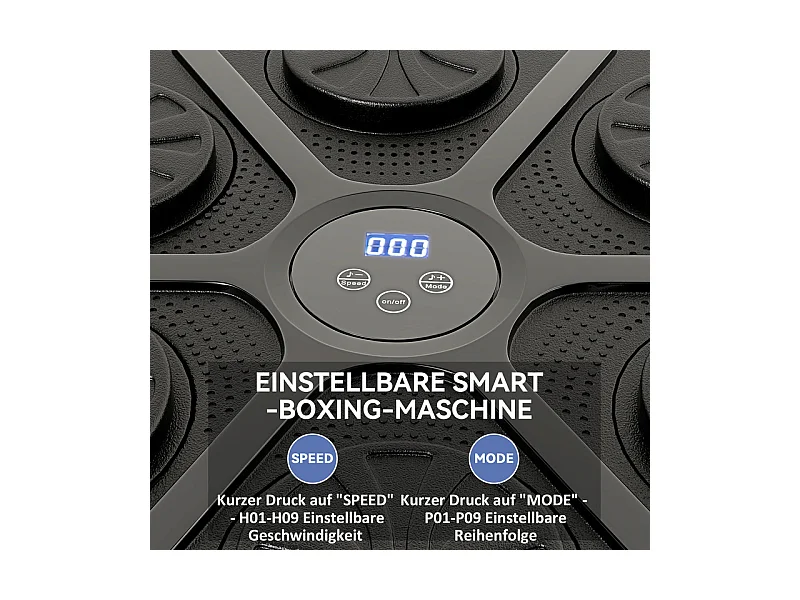 Music Boxing Machine - avec LED et Bluetooth - 9 Modes de 9 Vitesse - 41,8 x 44,6 x 7,5 cm