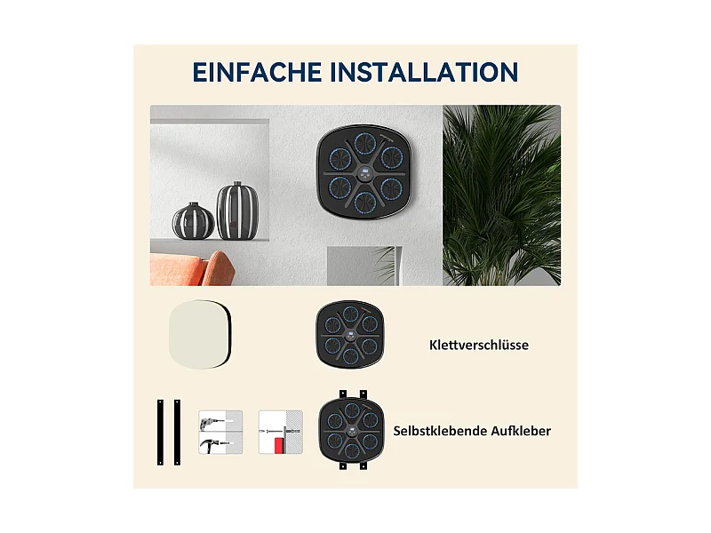 Music Boxing Machine - avec LED et Bluetooth - 9 Modes de 9 Vitesse - 41,8 x 44,6 x 7,5 cm