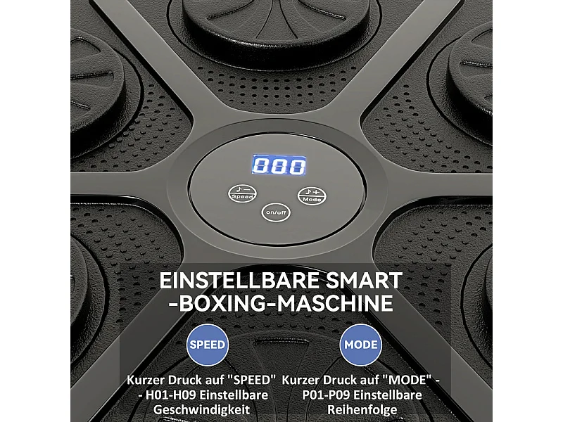 Music Boxing Machine - mit LED und Bluetooth - 9 Modi und 9 Geschwindigkeiten - 41,8 x 44,6 x 7,5 cm