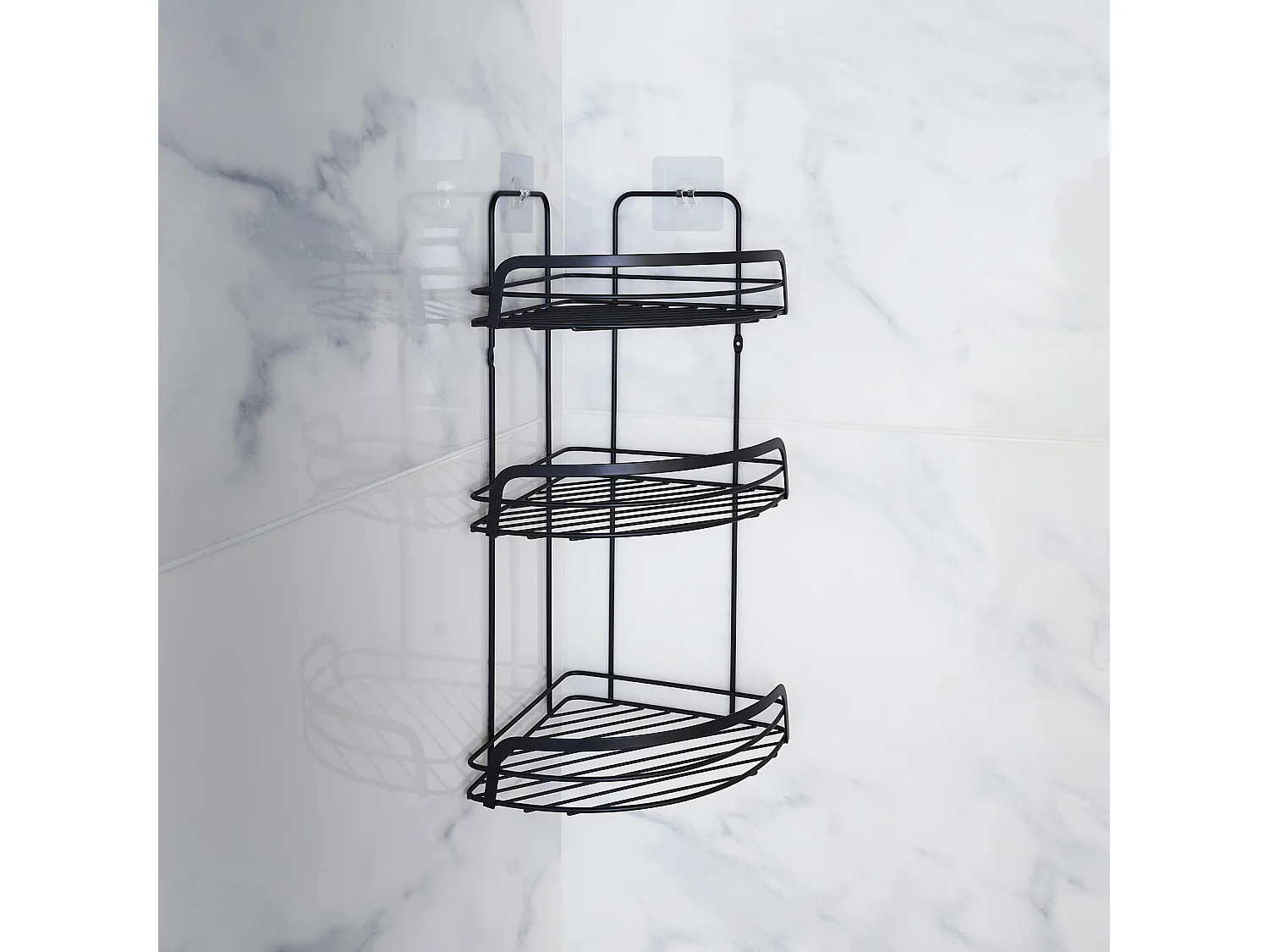 Cesto de esquina para la ducha en negro