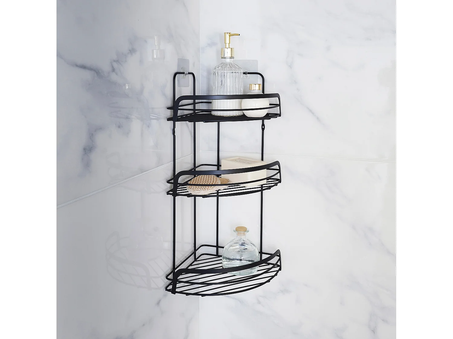 Cesto de esquina para la ducha en negro