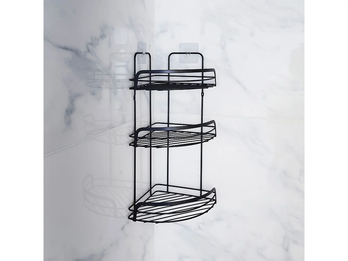 Serviteur de Douche Angle "Filaire Premium" 49cm Noir