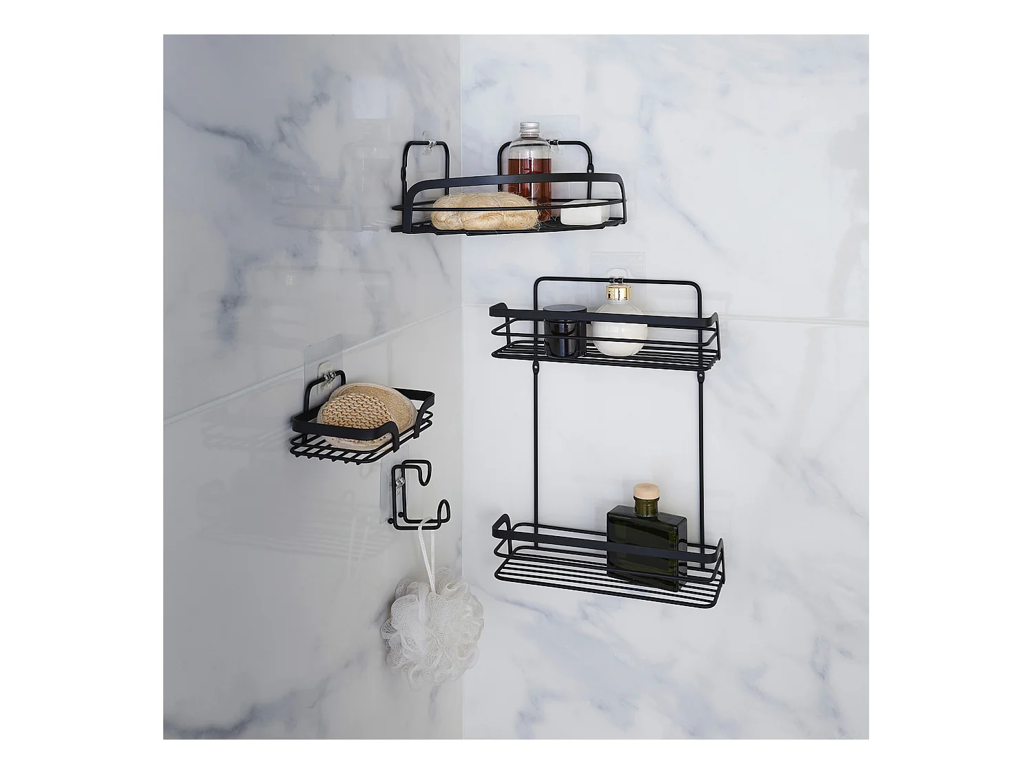 Serviteur de Douche 2 Niveaux "Filaire Premium" 60cm Noir