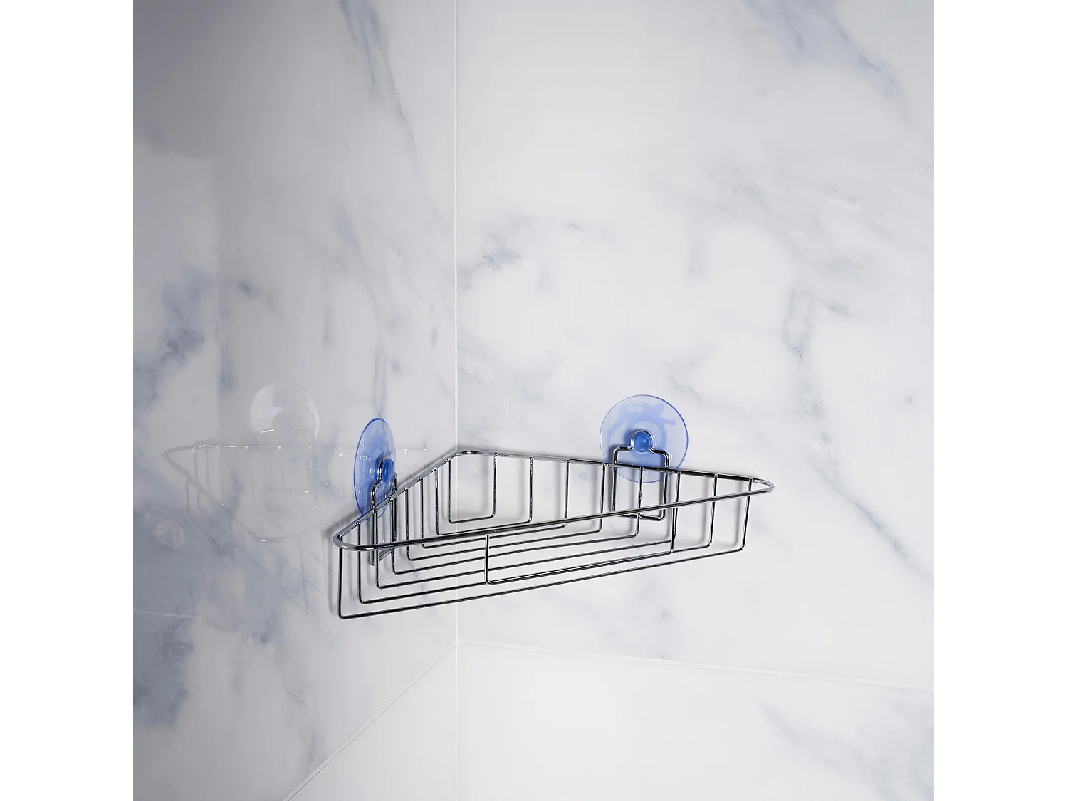 Panier de Douche Angle Ventouse "Filaire Basic" 23cm Chrome