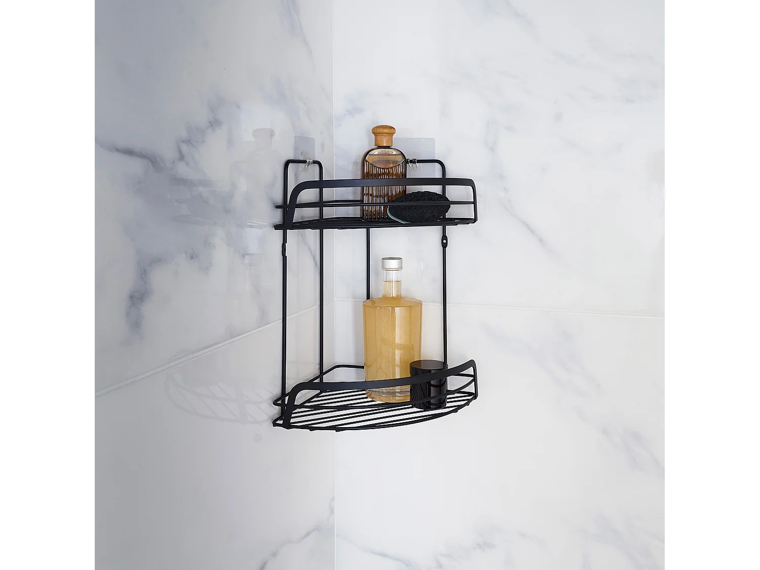 Cesto de esquina para la ducha en negro