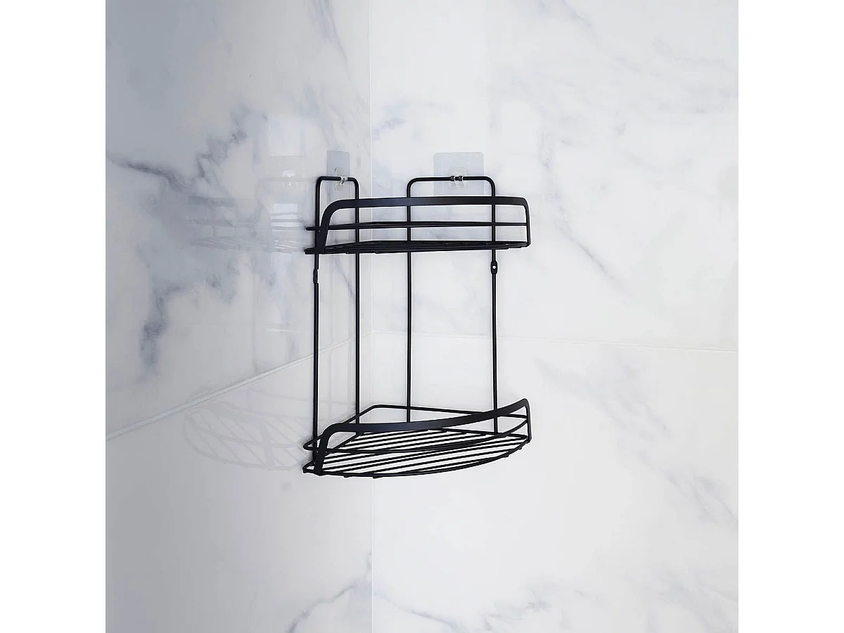 Serviteur de Douche Angle "Filaire Premium" 34cm Noir