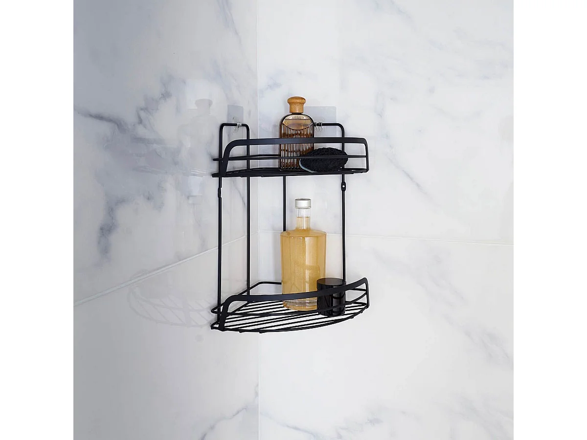 Serviteur de Douche Angle "Filaire Premium" 34cm Noir