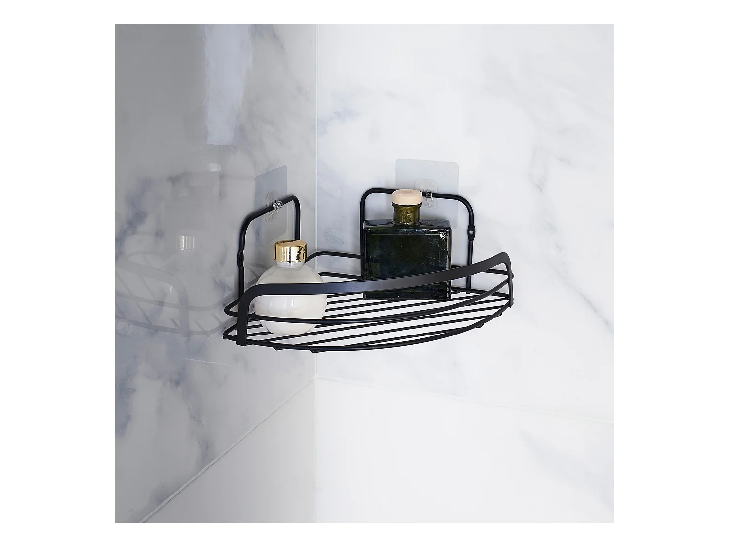 Cesto de esquina para la ducha en negro