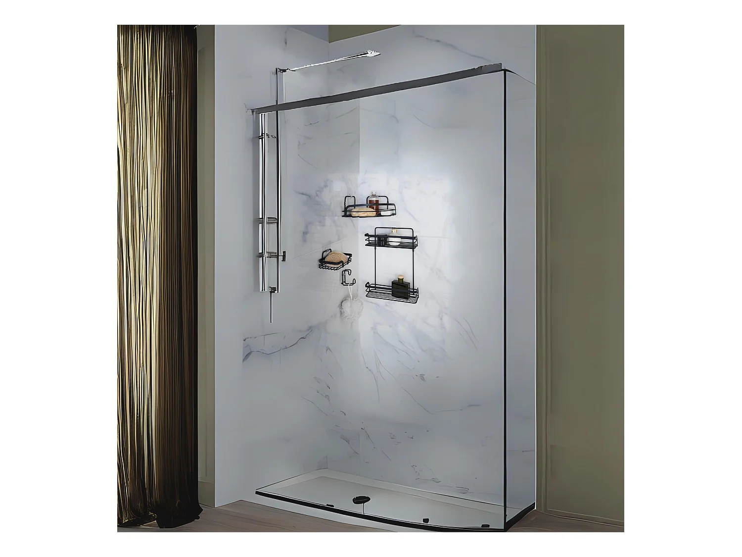 Cesto de esquina para la ducha en negro