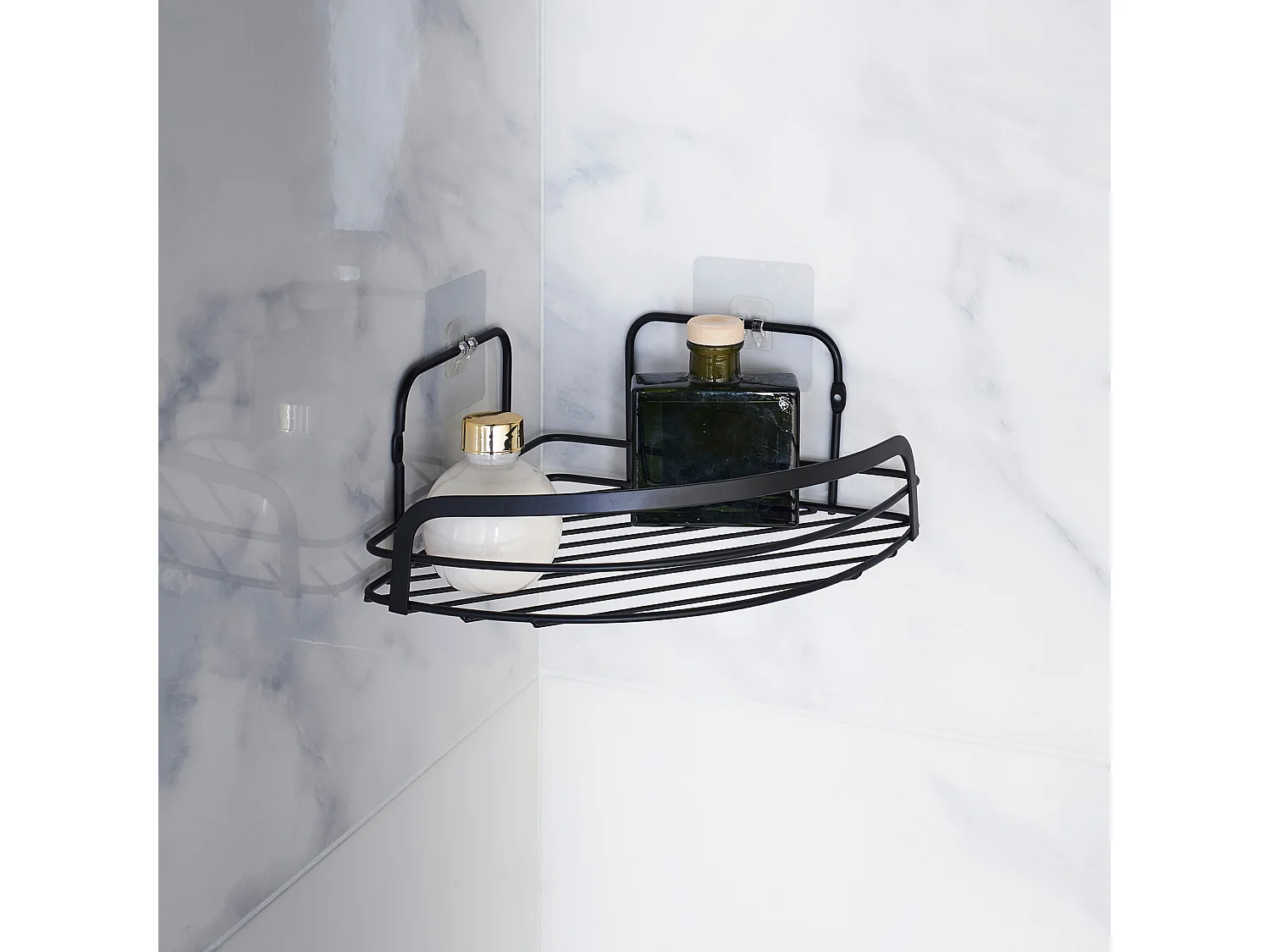 Cesto de esquina para la ducha en negro