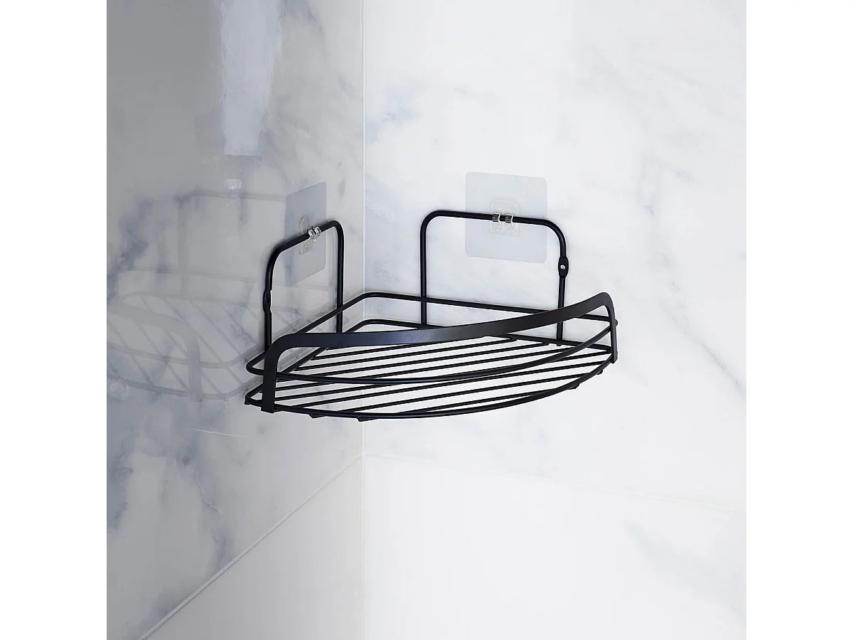 Panier de Douche Angle Adhésif "Filaire Premium" 29cm Noir