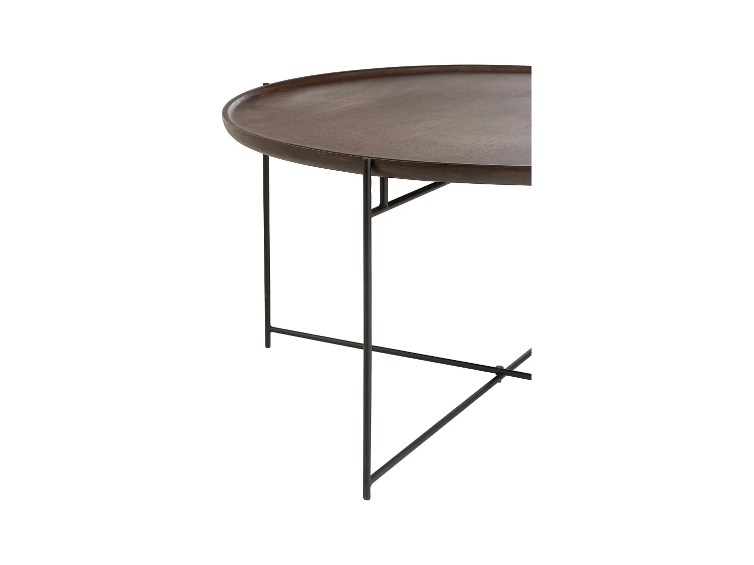 Table basse ronde bois de manguier et fer marron noir élégance