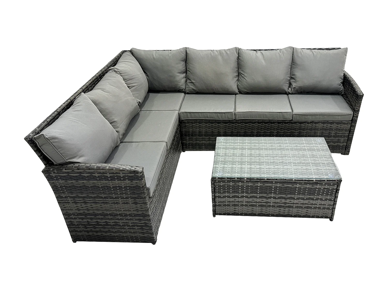 Gartenmöbel-Set aus Rattan mit Rechteckiger Couchtisch Dunkelgrau gemischt