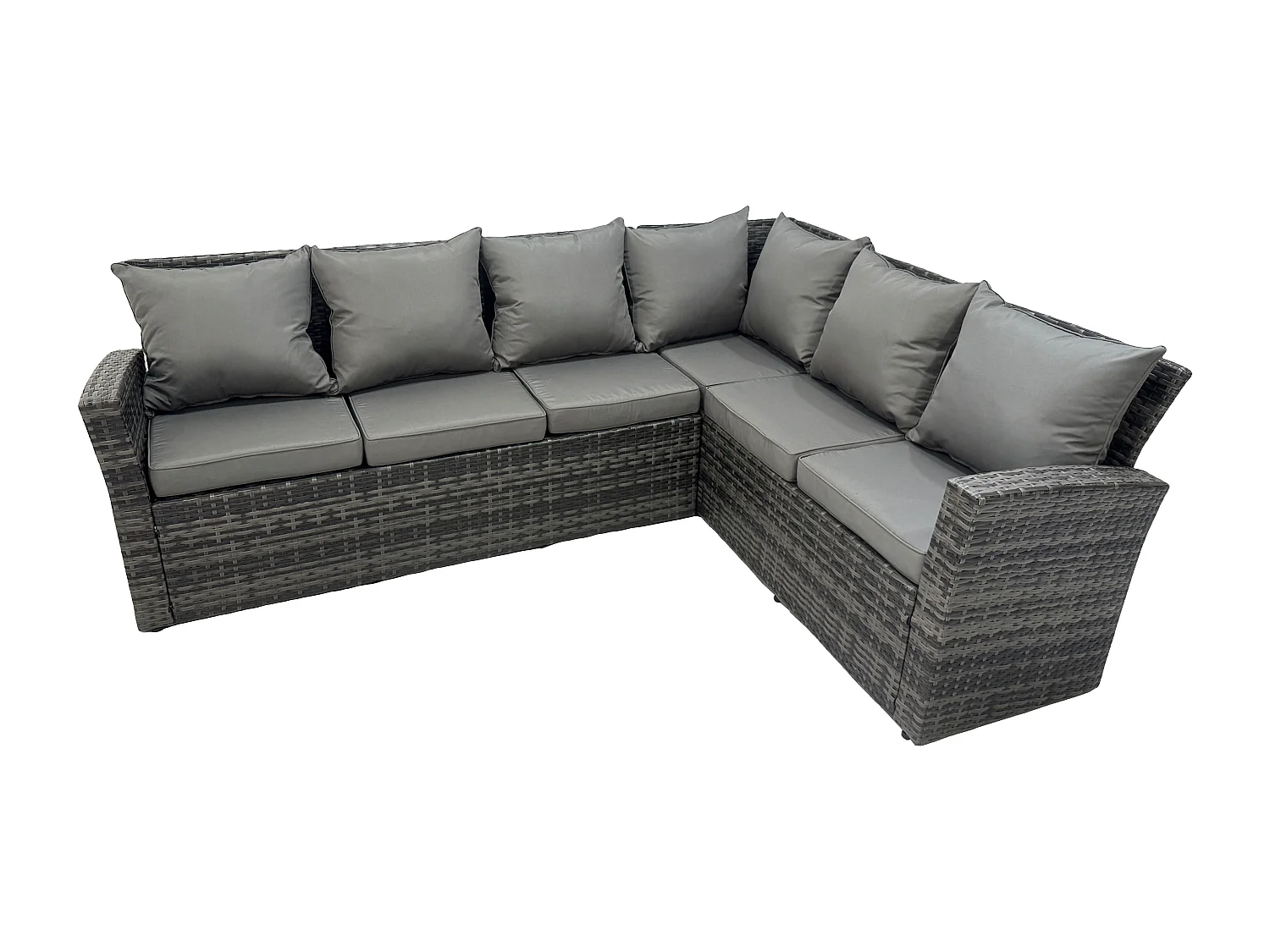 9 Sitzer Hoher Rücken Rattan Gartenmöbel-Set Ecksofa mit Länglicher Esstisch Big und Kleiner Hocker