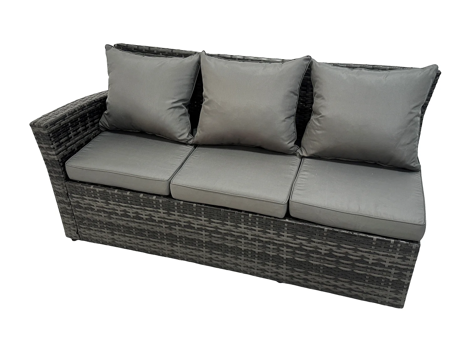9 Sitzer Hoher Rücken Rattan Gartenmöbel-Set Ecksofa mit Länglicher Esstisch Big und Kleiner Hocker