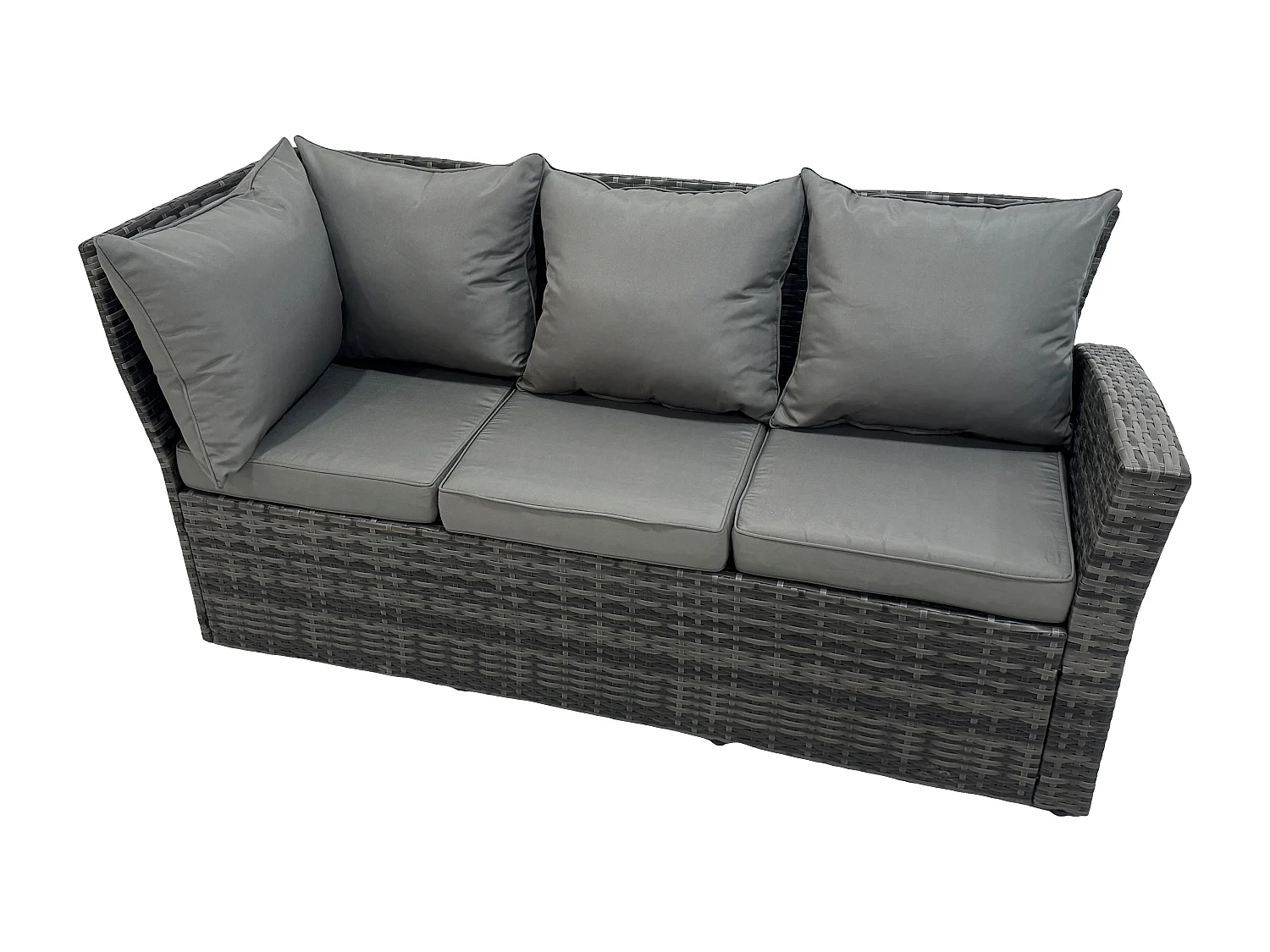 9 Sitzer Hoher Rücken Rattan Gartenmöbel-Set Ecksofa mit Länglicher Esstisch Big und Kleiner Hocker