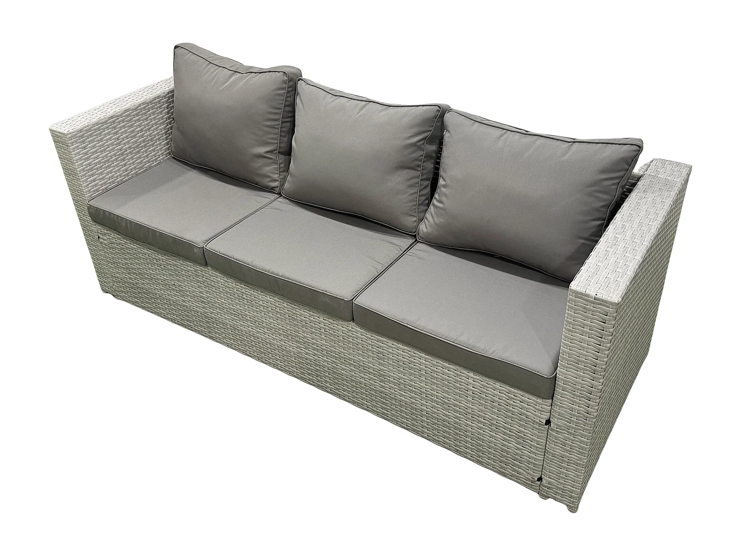 Fimous Rattan Garden Furniture Set Outdoor 10 Seater Patio Dining Sets with Glass Top Dining Table 2 Side Tables Light Grey Mixed