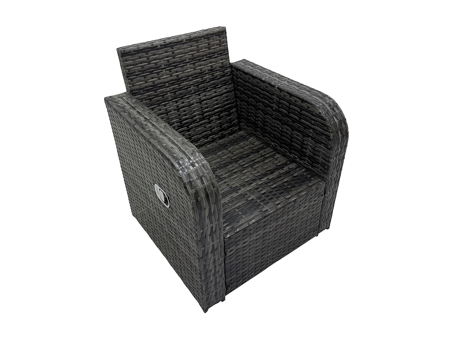 Fimous 7 Seater Dark Grey PE Wicker Rattan Garden Furniture Set Reclining Chair Lounge Sofa 3 Seater Sofa Set Outdoor Rectangular Dining Table
