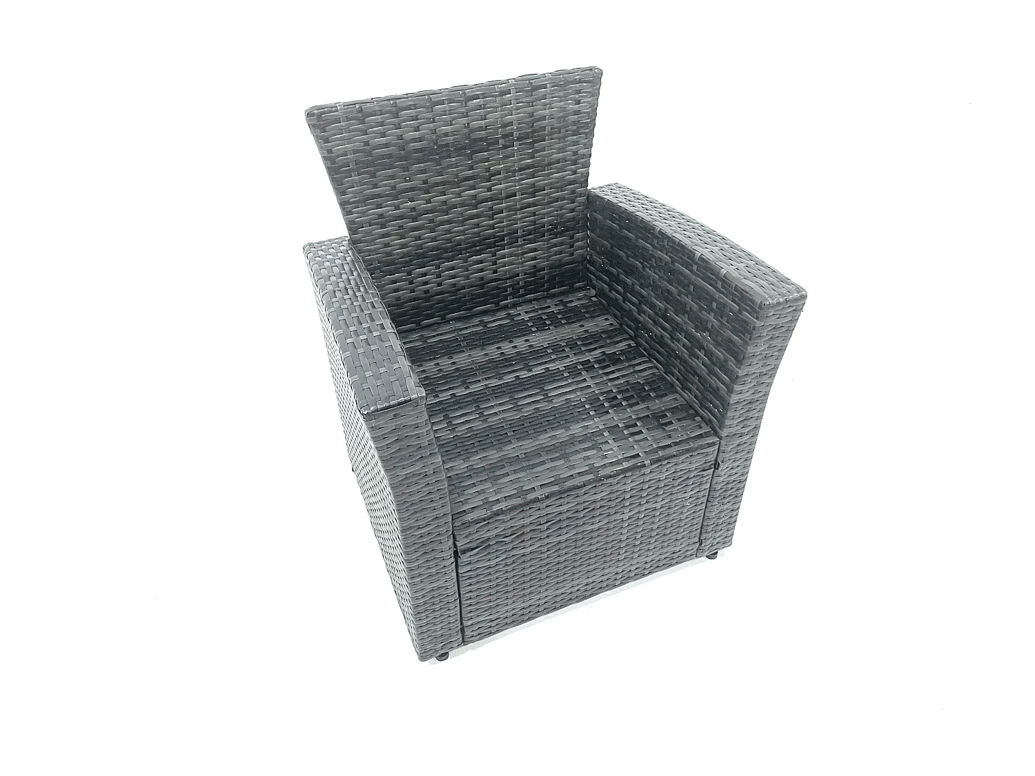 Fimous Outdoor Furniture Garden Dining Set Rattan Corner Sofa Set with 4 Footstools 2 Armchairs Dark Grey Mixed