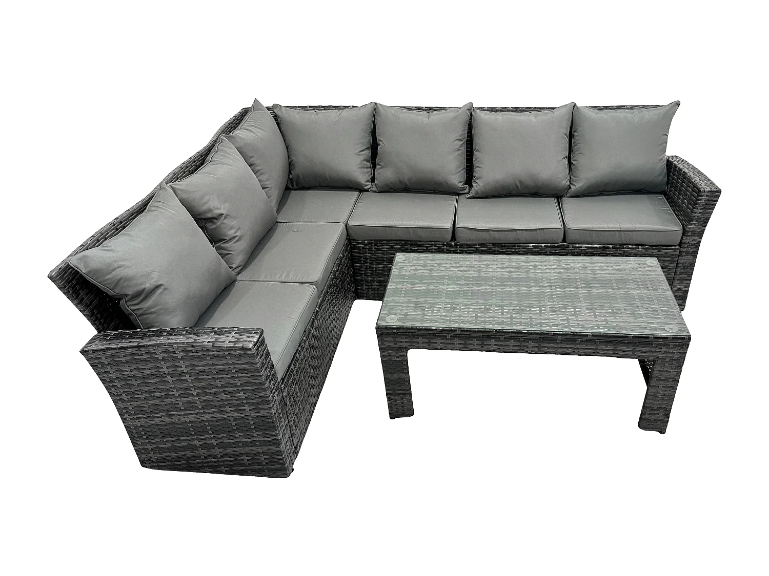 6 Seat Outdoor Gartenmöbel-Set Ecksofa Set Terrassen Sofa Tisch Set Dunkelgrau gemischt