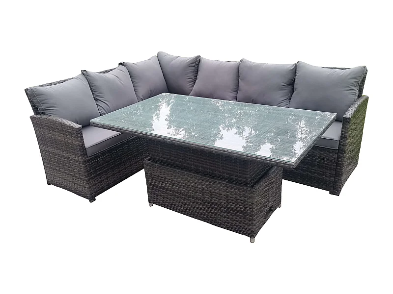 Hoher Rücken Gartenmöbel-Set Höhenverstellbarer Esstisch 6 Sitzer