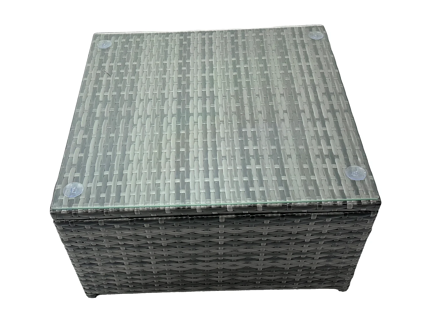 8 Sitzer Hoher Rücken Rattan Gartenmöbel-Set Ecksofa mit Quadratischer Couchtisch Hocker