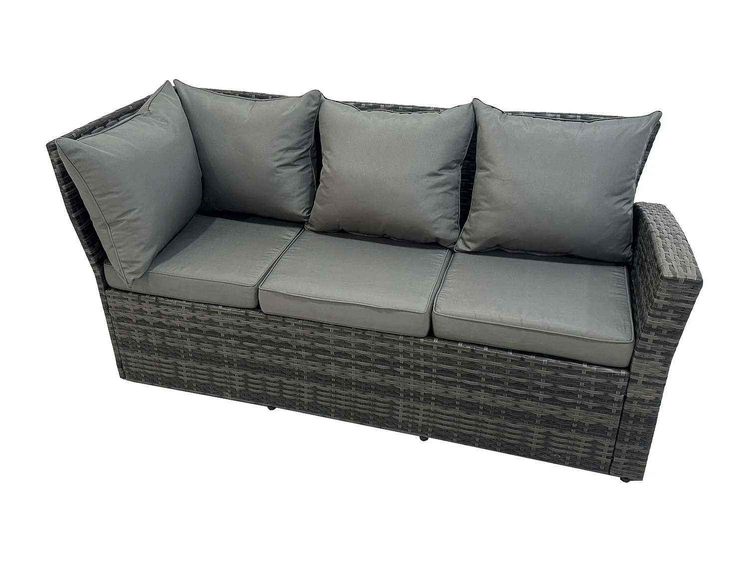 Fimous High Back PE Rattan Corner Sofa Set Garden Furniture Adjustable Rising Lifting Table Set With Armchair