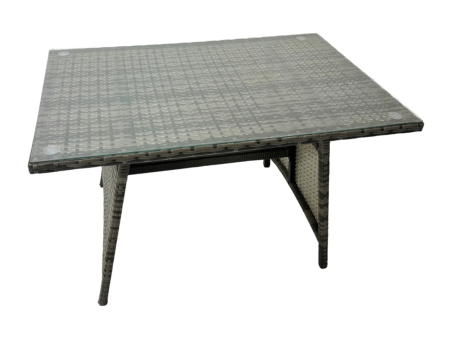 7 Sitzer Hoher Rücken Rattan Gartenmöbel-Set Ecksofa mit Länglicher Esstisch Hocker