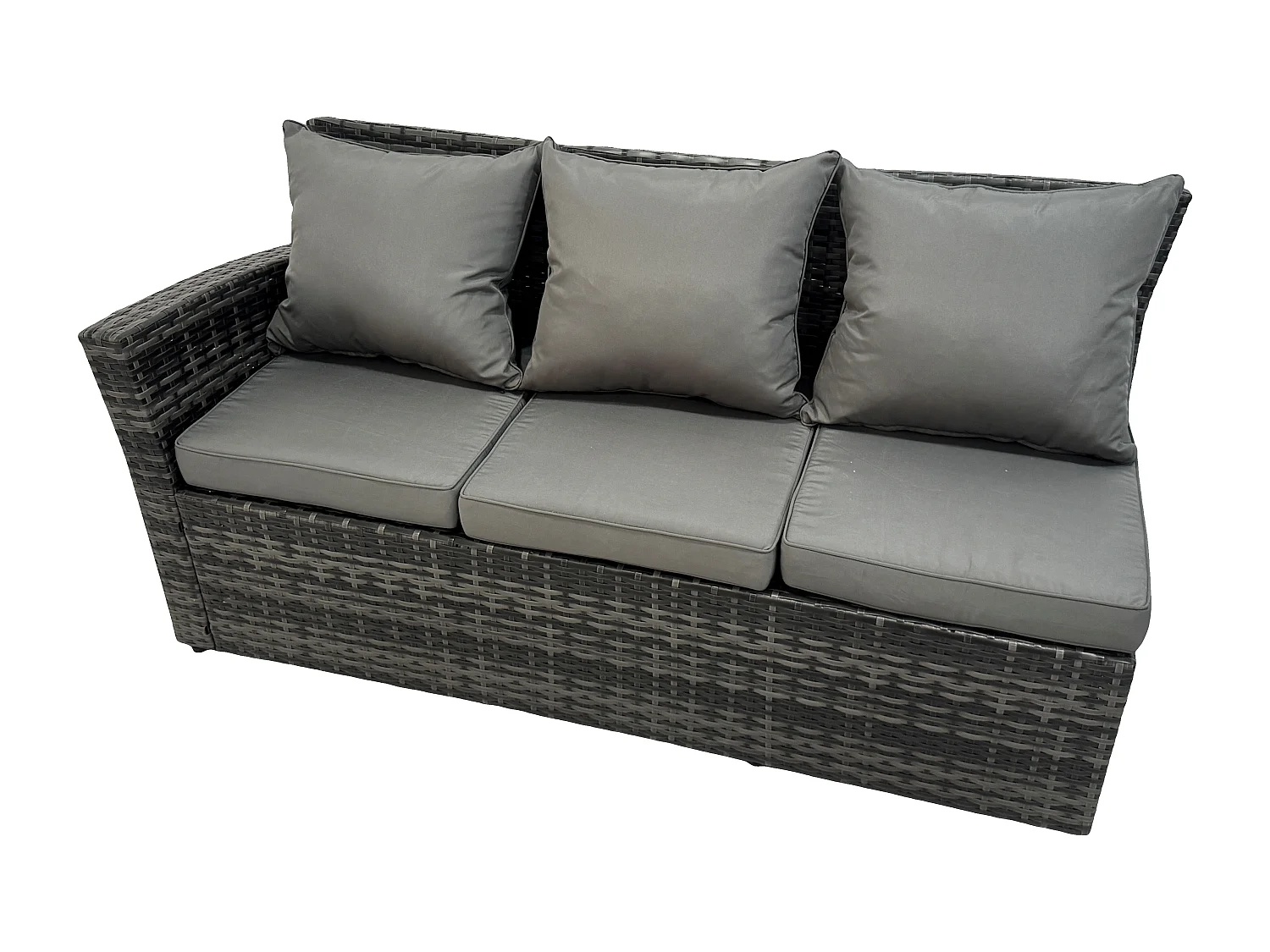 Fimous 8 Seater Outdoor Rattan Gas Fire Pit Sofa Dining Set Garden Furniture Heater Dining Table Chair Dark Grey Mixed Right Side