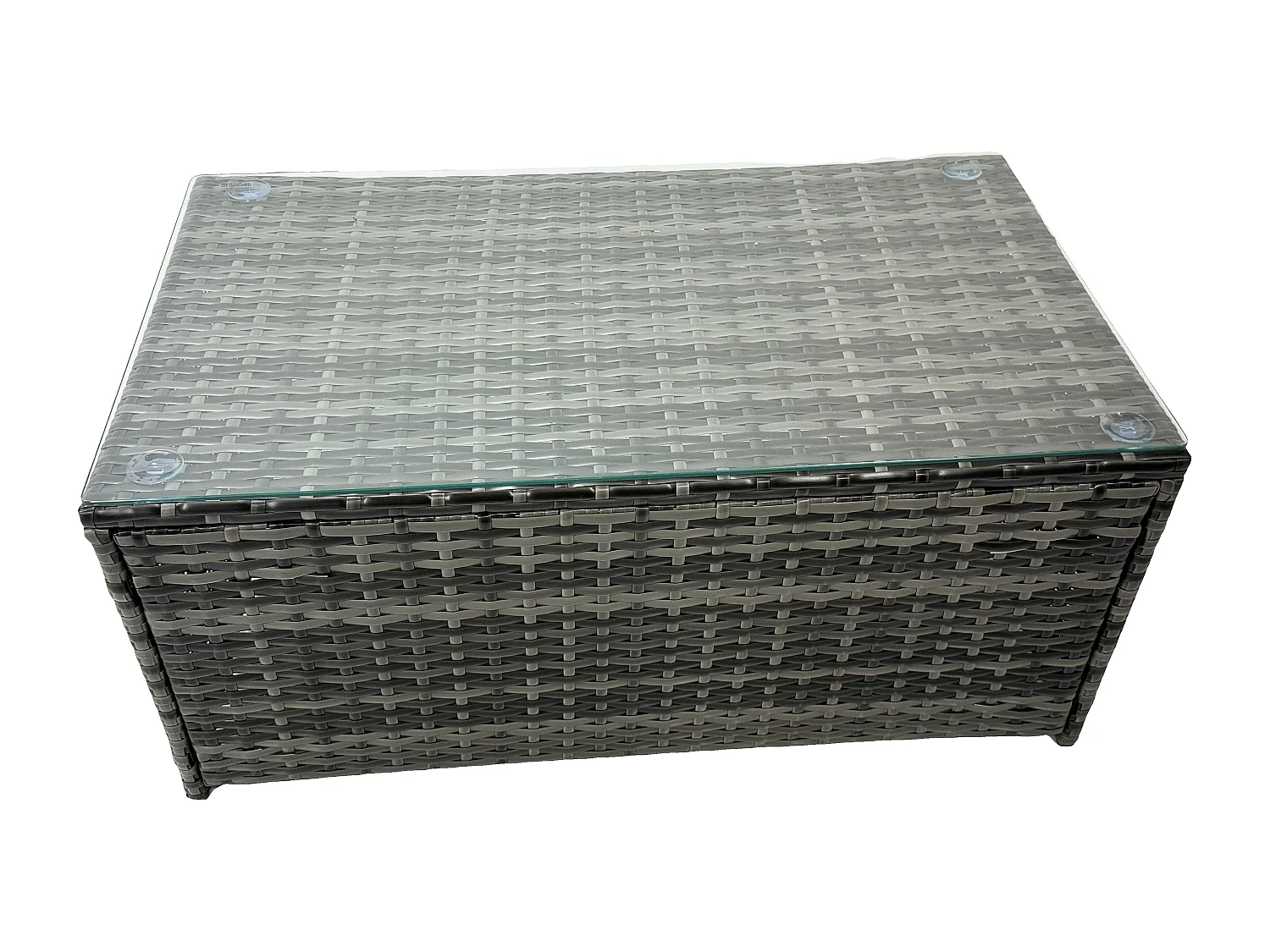 8 Sitzer Hoher Rücken Rattan Gartenmöbel-Set Ecksofa mit Länger Couchtisch Hocker