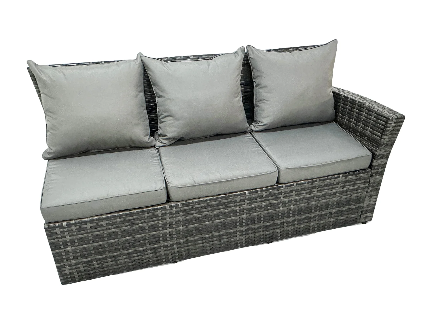 8 Sitzer Hoher Rücken Rattan Gartenmöbel-Set Ecksofa mit Länger Couchtisch Hocker