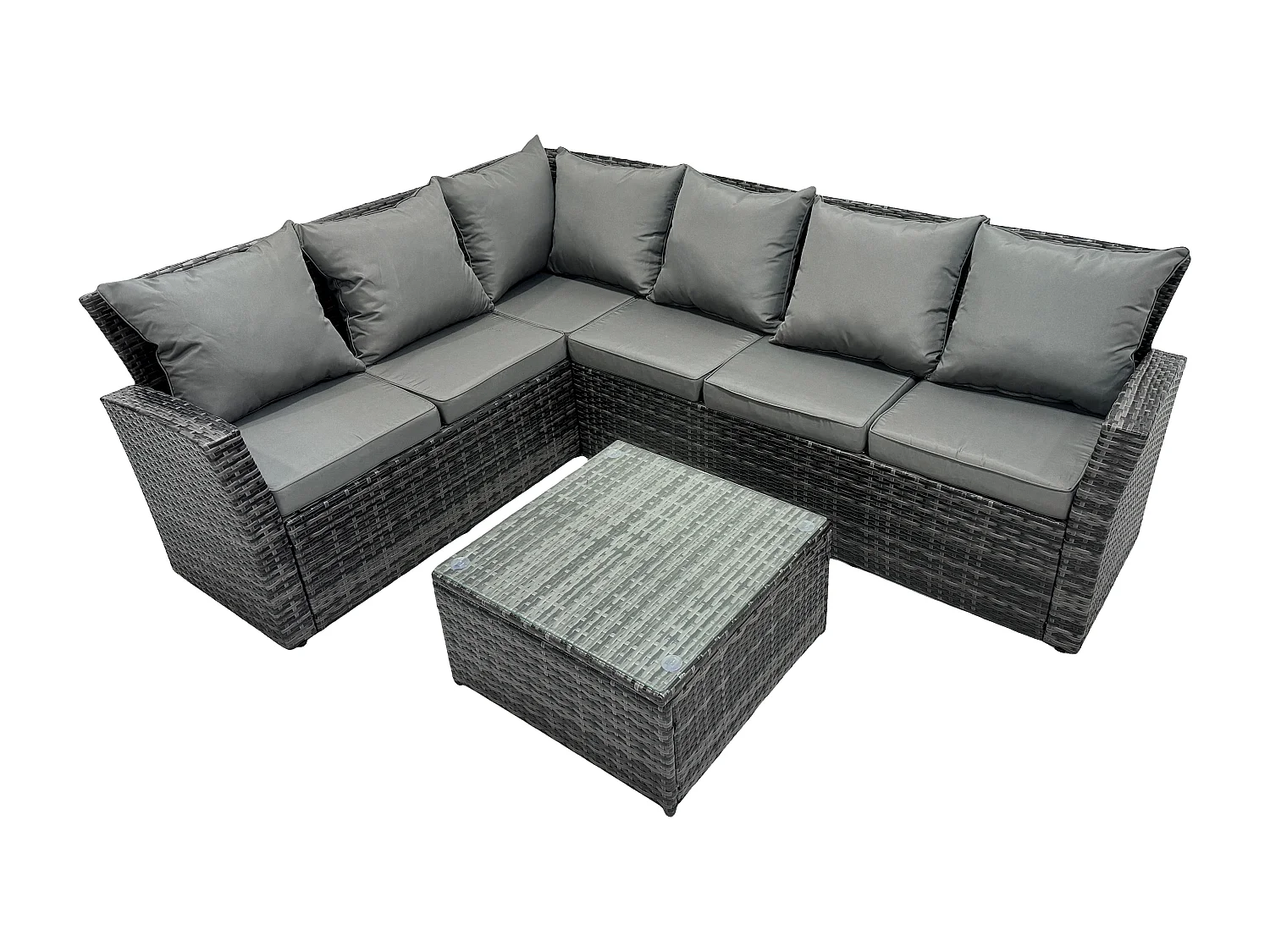 Hoher Rücken Dunkelgrau gemischt Gartengartenmöbel corner rattan sofa set Quadratischer Couchtisch Linke Option