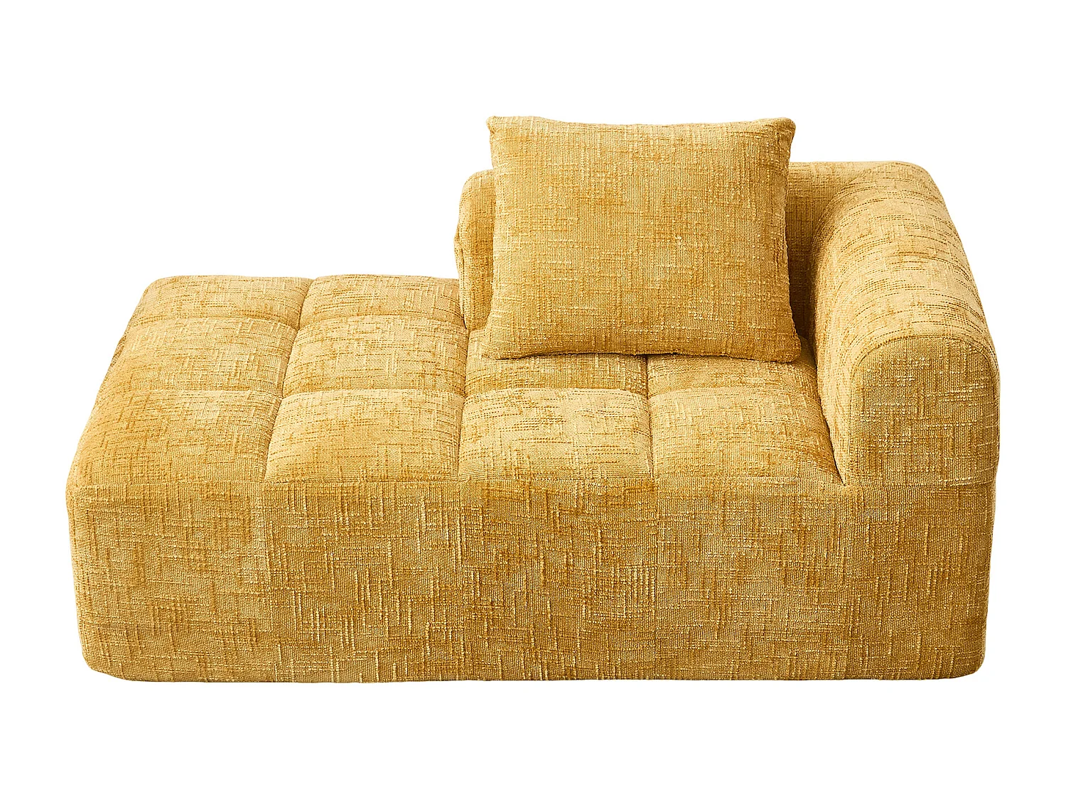 Canapé d'angle 1 places en chenille -  module d'angle - jaune - avec poche de rangement latérale - Parfait pour Salon et Studio