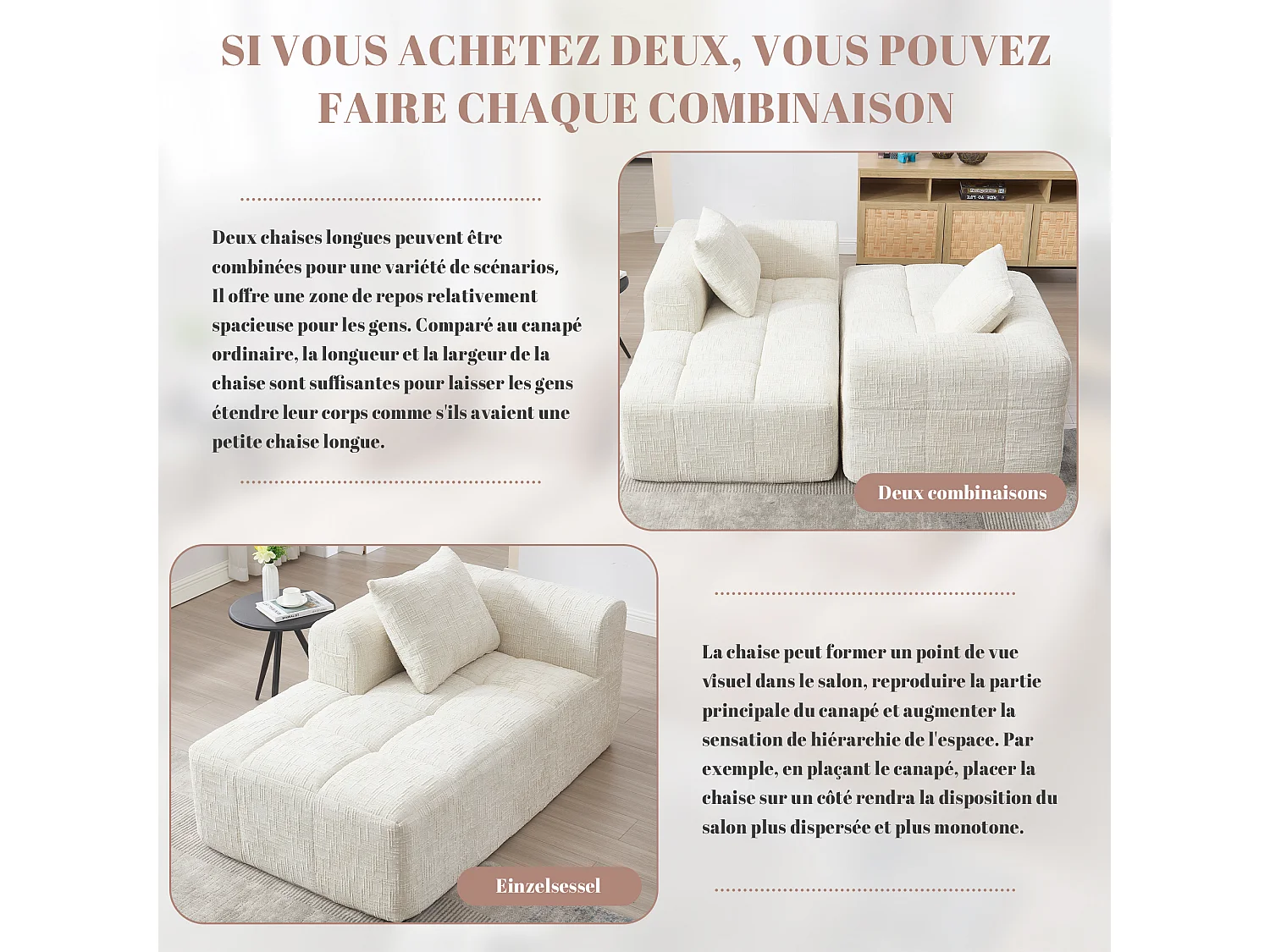 Chenille 1-zits hoekbank - hoekmodule - met opbergvak aan de zijkant - Perfect voor woonkamer en studio