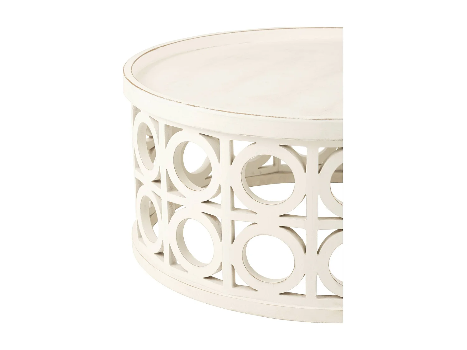 Table basse sculptée blanche en bois esprit contemporain